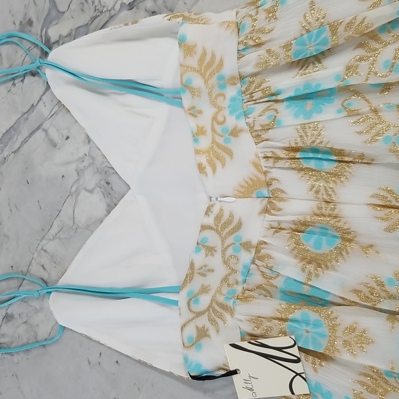 NWT Milly of New York mini dress, size 6, low back spaghetti strap, metallic - Picture 16 of 16